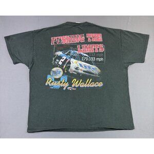 Rare Vintage Y2K Nascar Rusty Wallace Miller Lite Car Racing Sun Fade 2XL USA T